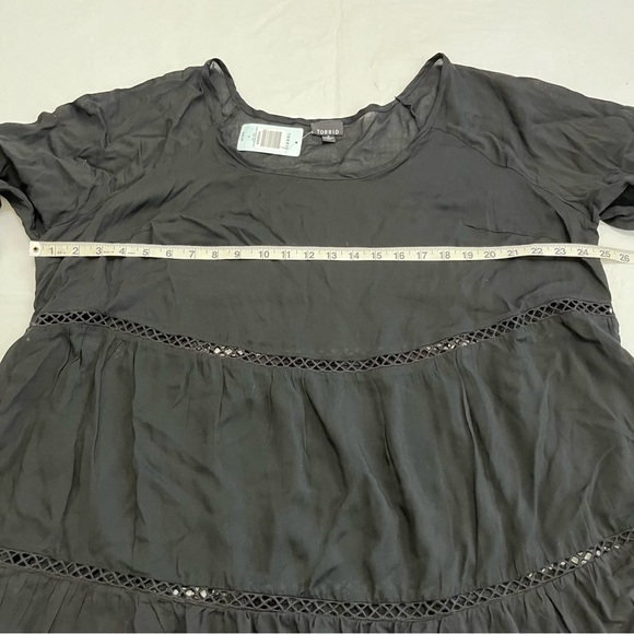 Torrid Black Crochet Trim Bell Sleeve Top NWT - Picture 6 of 9